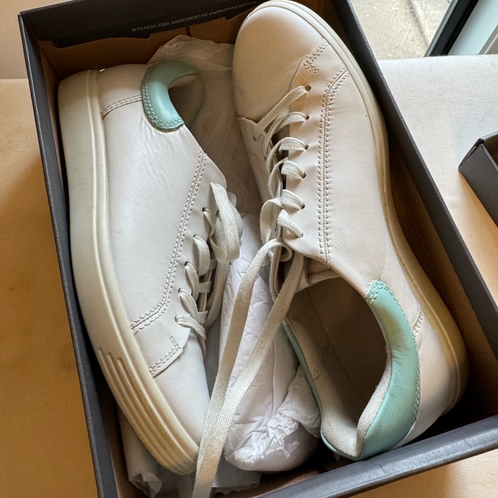 Ecco White and Blue Sneakers